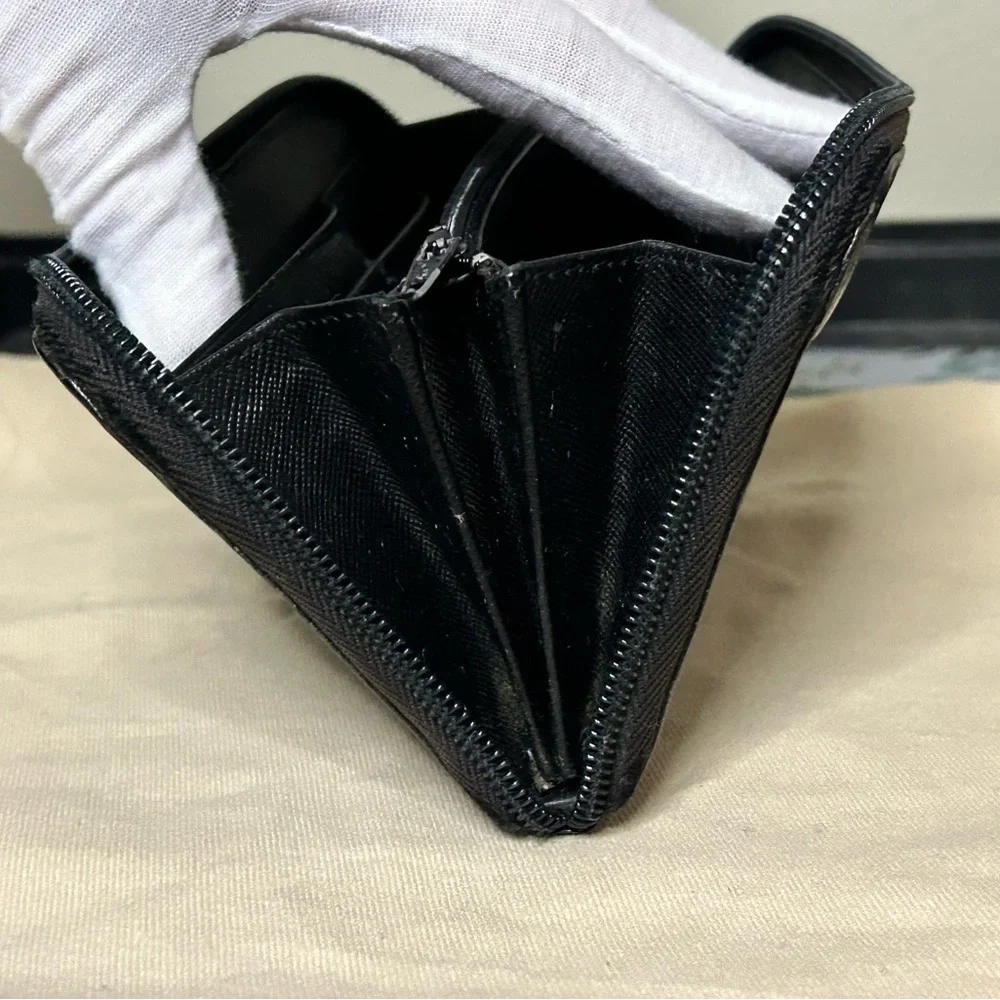 Prada Black Saffiano Leather Zip Wallet